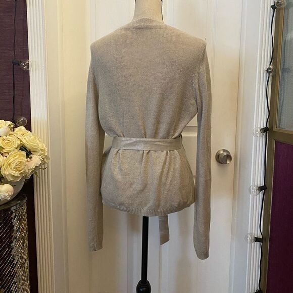 Alfredo Dominguez linen/ wool belted cardigan, L - Picture 4 of 11